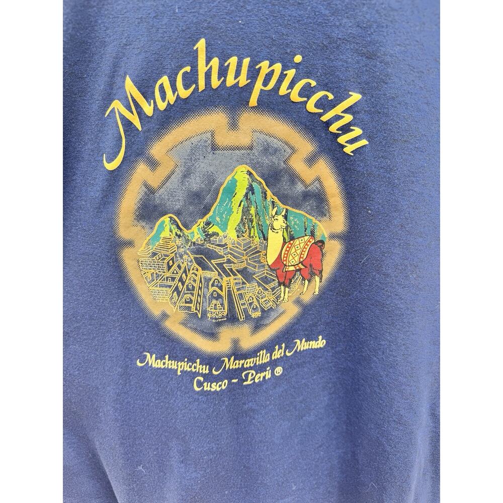 Machu Picchu PERU Travel T-Shirt L Men's Blue Short Sleeve (XL fits like Large) - Picture 2 of 4